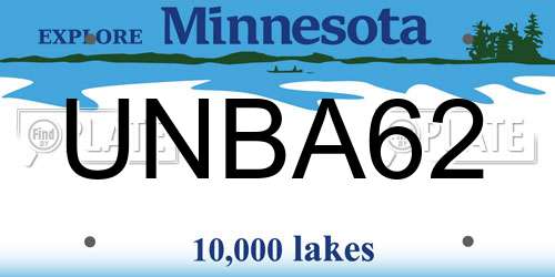 UNBA62 Minnesota License Plate