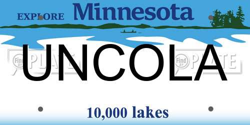 UNCOLA Minnesota License Plate