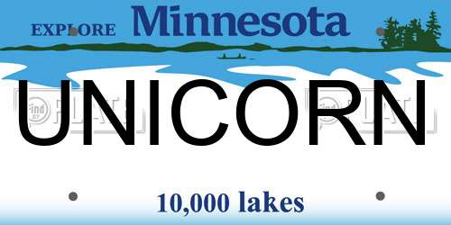 UNICORN Minnesota License Plate