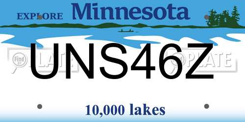 UNS46Z Minnesota License Plate