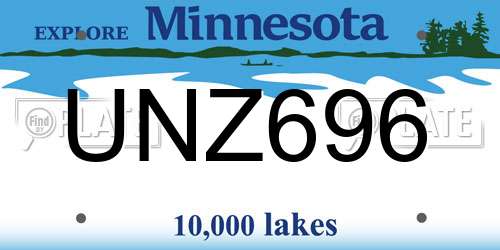 UNZ696 Minnesota License Plate