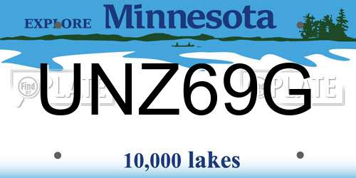 UNZ69G Minnesota License Plate