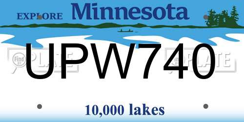 UPW740 Minnesota License Plate