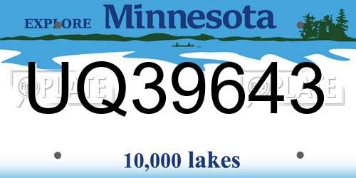 UQ39643 Minnesota License Plate