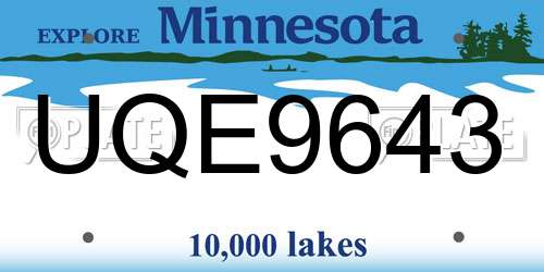 UQE9643 Minnesota License Plate