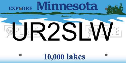 UR2SLW Minnesota License Plate
