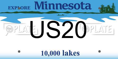 US20 Minnesota License Plate