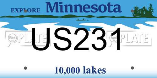 US231 Minnesota License Plate