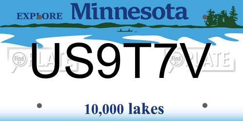 US9T7V Minnesota License Plate