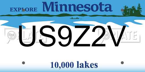 US9Z2V Minnesota License Plate