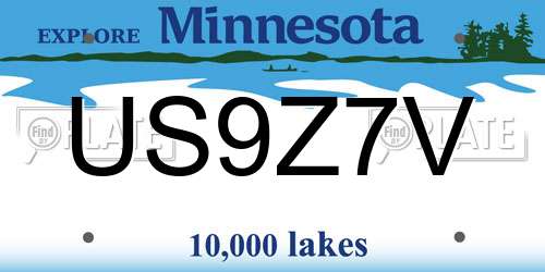 US9Z7V Minnesota License Plate