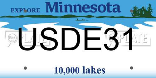 USDE31 Minnesota License Plate