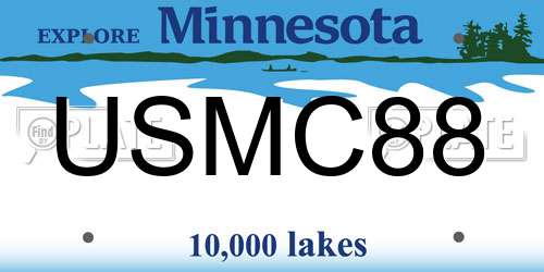 USMC88 Minnesota License Plate