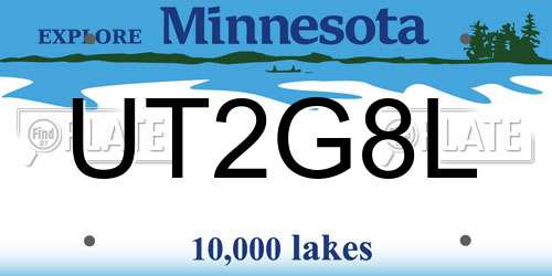 UT2G8L Minnesota License Plate
