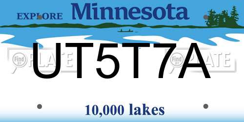 UT5T7A Minnesota License Plate