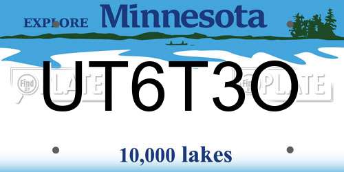 UT6T3O Minnesota License Plate