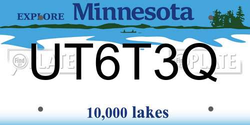 UT6T3Q Minnesota License Plate