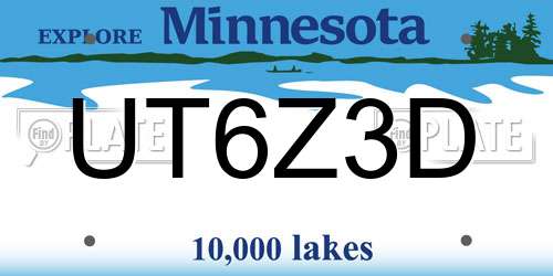 UT6Z3D Minnesota License Plate
