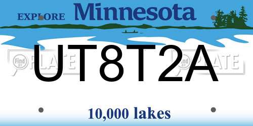 UT8T2A Minnesota License Plate