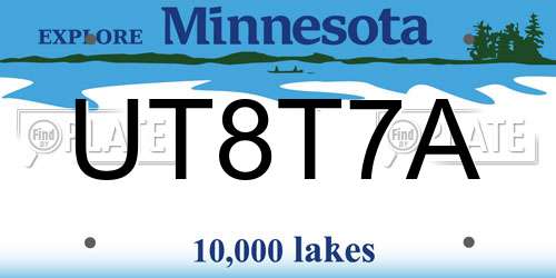 UT8T7A Minnesota License Plate