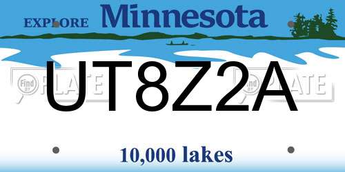 UT8Z2A Minnesota License Plate