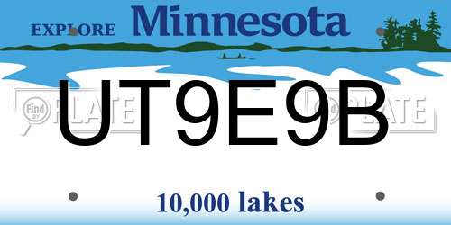 UT9E9B Minnesota License Plate