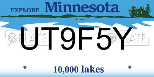 UT9F5Y Minnesota License Plate