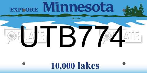 UTB774 Minnesota License Plate