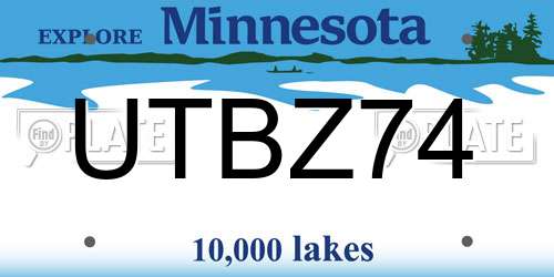 UTBZ74 Minnesota License Plate