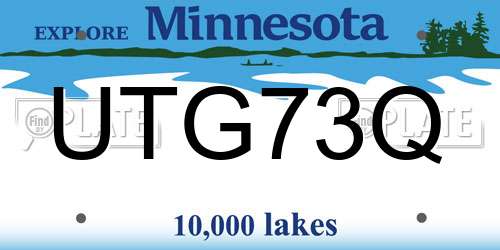 UTG73Q Minnesota License Plate