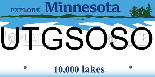 UTGSOSO Minnesota License Plate