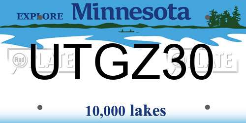 UTGZ30 Minnesota License Plate