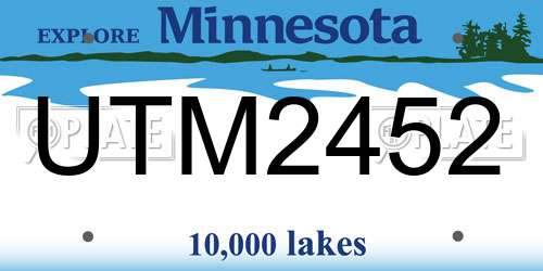 UTM2452 Minnesota License Plate