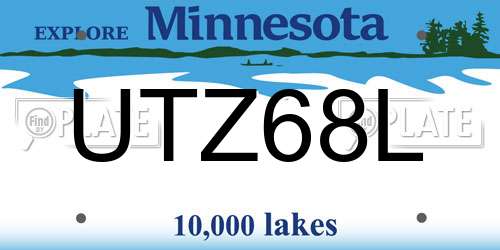 UTZ68L Minnesota License Plate