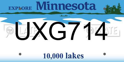 UXG714 Minnesota License Plate