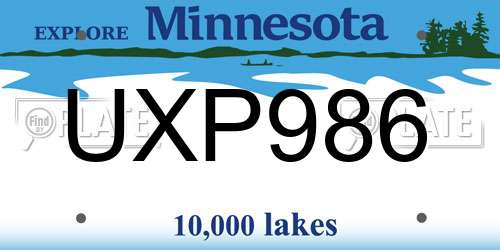 UXP986 Minnesota License Plate