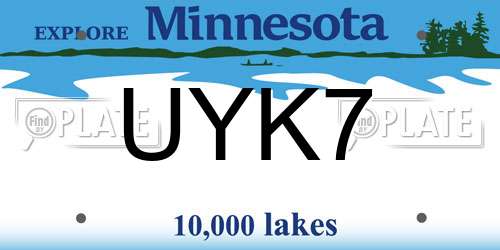 UYK7 Minnesota License Plate