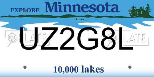 UZ2G8L Minnesota License Plate