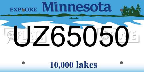 UZ65050 Minnesota License Plate