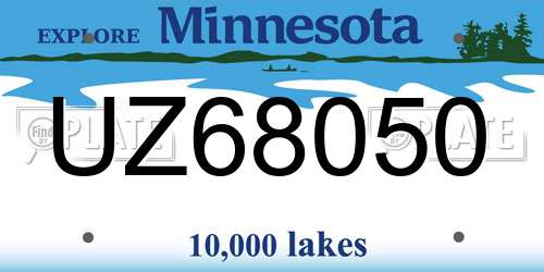 UZ68050 Minnesota License Plate