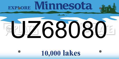 UZ68080 Minnesota License Plate