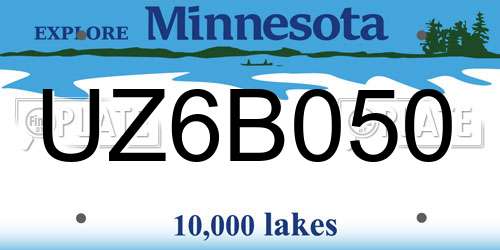 UZ6B050 Minnesota License Plate