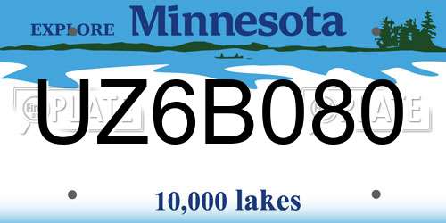 UZ6B080 Minnesota License Plate