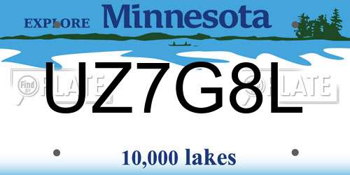 UZ7G8L Minnesota License Plate