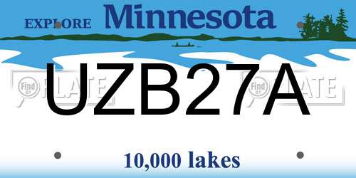 UZB27A Minnesota License Plate