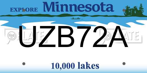 UZB72A Minnesota License Plate