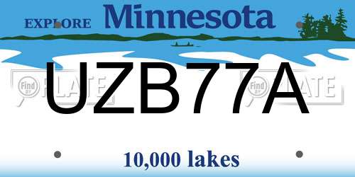 UZB77A Minnesota License Plate