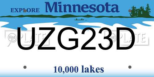 UZG23D Minnesota License Plate