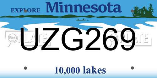 UZG269 Minnesota License Plate
