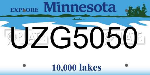UZG5050 Minnesota License Plate